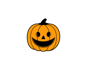 Smiling Halloween Vector  Pumpkin Face  Cartoon Jack-o’-Lantern Vector Isolated on White Background.