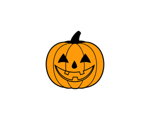 Smiling Halloween Vector  Pumpkin Face  Cartoon Jack-o’-Lantern Vector Isolated on White Background.