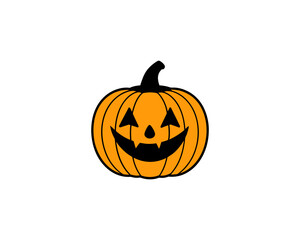 Smiling Halloween Vector  Pumpkin Face  Cartoon Jack-o’-Lantern Vector Isolated on White Background.