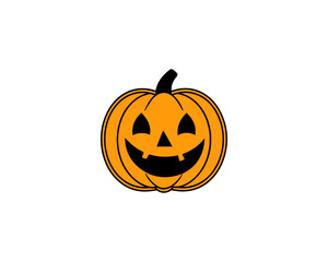 Smiling Halloween Vector  Pumpkin Face  Cartoon Jack-o’-Lantern Vector Isolated on White Background.