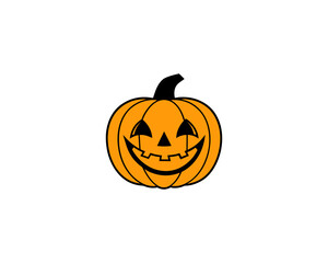 Smiling Halloween Vector  Pumpkin Face  Cartoon Jack-o’-Lantern Vector Isolated on White Background.