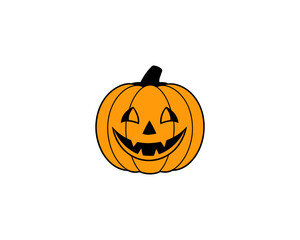Smiling Halloween Vector  Pumpkin Face  Cartoon Jack-o’-Lantern Vector Isolated on White Background.
