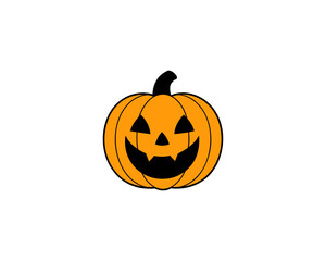 Smiling Halloween Vector  Pumpkin Face  Cartoon Jack-o’-Lantern Vector Isolated on White Background.