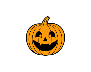Smiling Halloween Vector  Pumpkin Face  Cartoon Jack-o’-Lantern Vector Isolated on White Background.