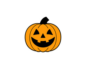 Smiling Halloween Vector  Pumpkin Face  Cartoon Jack-o’-Lantern Vector Isolated on White Background.
