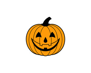 Smiling Halloween Vector  Pumpkin Face  Cartoon Jack-o’-Lantern Vector Isolated on White Background.