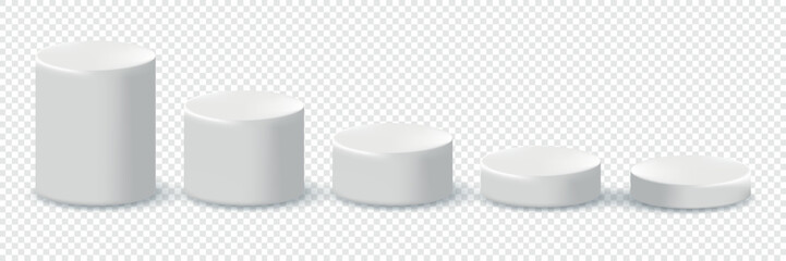 Podiums. Set of podiums of different sizes. Vector image of realistic platforms for any product