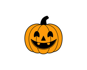 Cute Halloween Jack-o'-Lantern Pumpkin Vector Clipart– Smiling Cartoon Vector Isolated on White Background.
