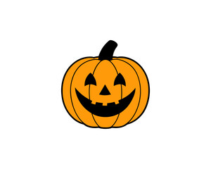 Cute Halloween Jack-o'-Lantern Pumpkin Vector Clipart– Smiling Cartoon Vector Isolated on White Background.