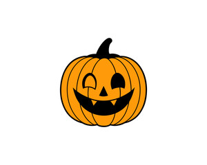 Cute Halloween Jack-o'-Lantern Pumpkin Vector Clipart– Smiling Cartoon Vector Isolated on White Background.