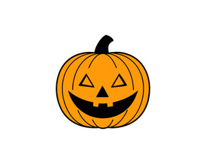 Cute Halloween Jack-o'-Lantern Pumpkin Vector Clipart– Smiling Cartoon Vector Isolated on White Background.