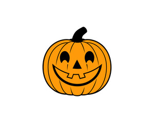 Halloween Pumpkin Clipart – Cute Jack-o'-Lantern Vector Illustration with Smiling Face on White Background.