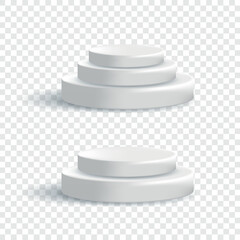 Podiums in the form of steps. Podium templates. Vector image of realistic platforms for any product