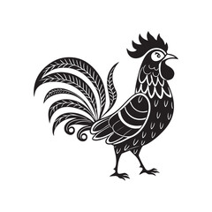 Decorative Black Rooster Silhouette