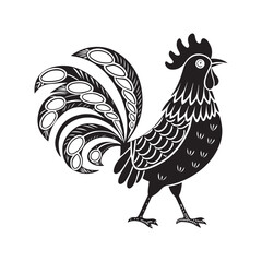 Decorative Black Rooster Silhouette