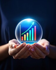 Growing Success: Hands Holding a Glowing Graph Ball