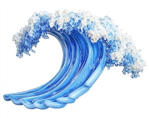 Ocean wave, stylized blue, white foam