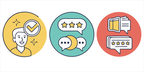 Fototapeta premium Customer Satisfaction and Feedback Icon Set