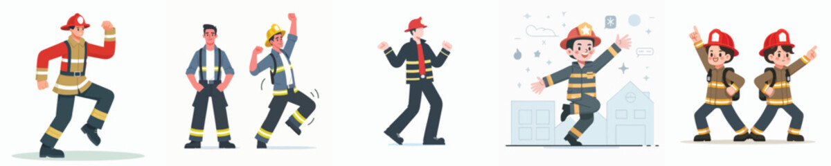 firefighter character vector dancing
