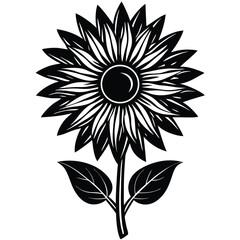 Fototapeta premium Single Sunflower in Bloom Silhouette