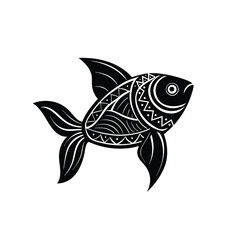 A tribal style golden fish silhouette vector art illustration
