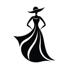 stylish woman silhouette vector art illustration