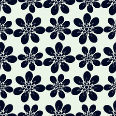 Cute floral pattern. Seamless vector pattern. Elegant template for fashion prints. Small pink and blue flowers for folk print. White background. Stock vector