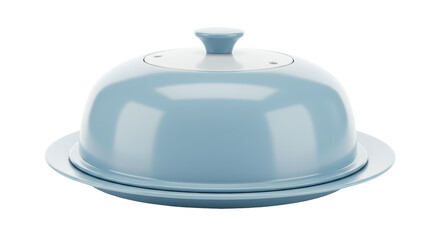 Isolated Blue Serving Dish with Lid