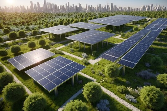 Futuristic modern home house clean eco ecology green nature solar photovoltaics panels