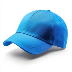 Fototapeta premium Blue baseball cap studio shot on white background