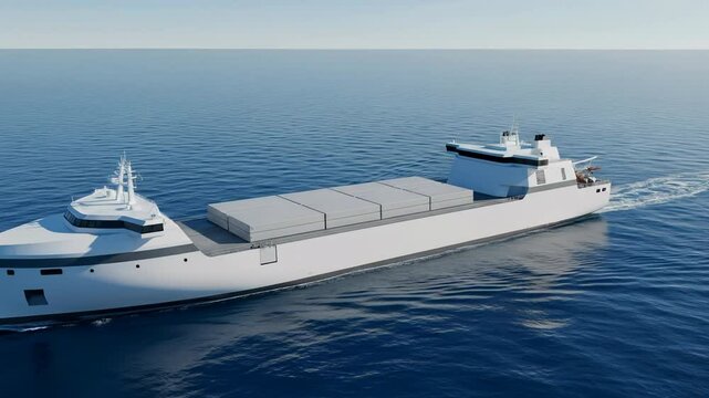 Silent Freight: Autonomous Cargo Ship Gliding Across Open Sea