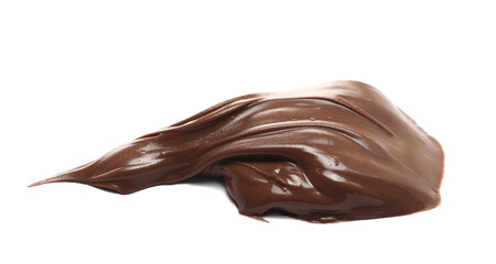 Cream chocolate spread isolated on white background, side view
