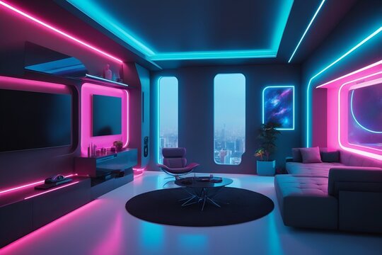 Futuristic modern interior apartment space