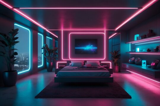Futuristic modern interior apartment space
