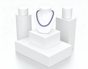 Elegant White Cosmetic Bottles with Bamboo Trays Minimalist Product Mockup