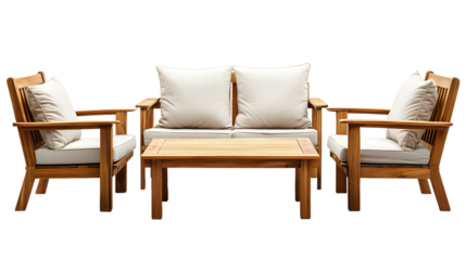 Elegant wooden seating set for outdoor relaxation