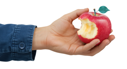 Isolated Apple with Bite Mark in Hand