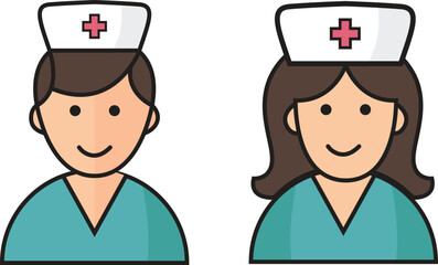 Medical nurse icon vector clip art design object. Single high quality outline symbol of graduation for web design or mobile app.