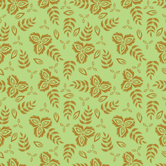 Seamless pattern with floral motifs. Vector illustration.	