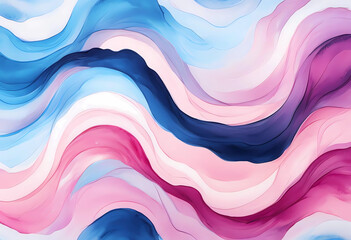 Wavy Candy-Inspired Abstract in Pink and Blue Layers Digital Illustration