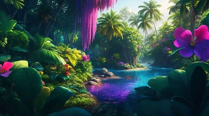 A lush vibrant paradise