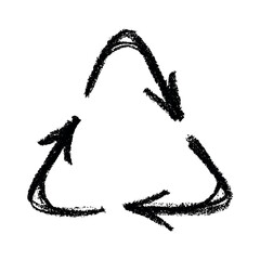 Hand drawn recycle arrow icon Recycling resources symbol Reuse of materials, zero waste, green environment, saving the planet
