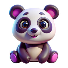 Naklejka premium Cute Panda Holding Bamboo Branch - PNG