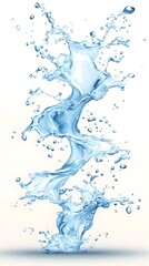 Fototapeta premium A dynamic, spiraling water splash, droplets ascending and descending in a graceful, three-dimensional form