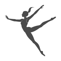 Graceful female gymnast silhouette in motion