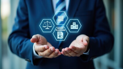 Businessperson presenting estate planning concepts.