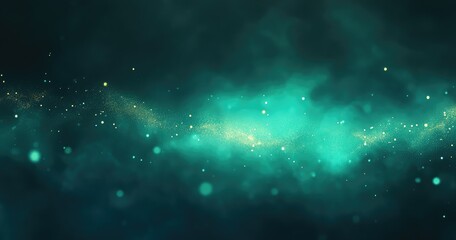 Teal nebula with gold particles
