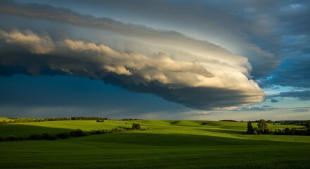 Fototapeta premium Dramatic Storm Clouds Over Green Fields