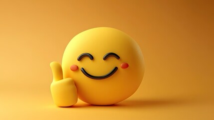 Thumb-up emoticon winking, symbolizing a positive, fun, and playful gesture for communication.