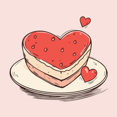 Vector of Hand drawn valentine day cake
